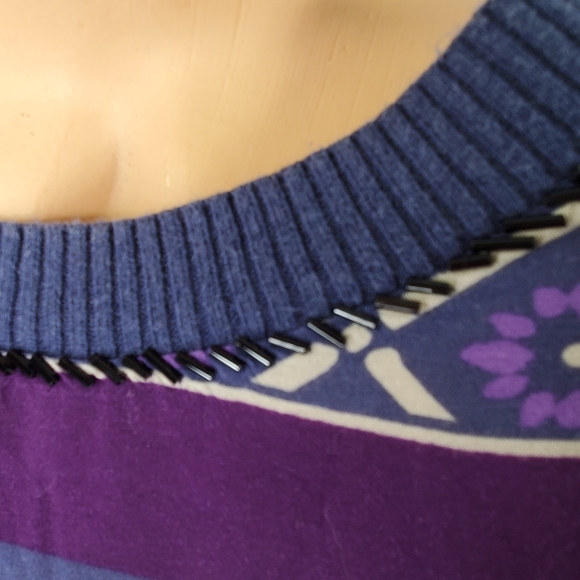 DESIGUAL Boho Knit Sweatshirt Sweater Top Silky Panel Front Sz S FLAWS - Picture 4 of 7